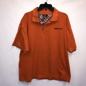 Akademiks Button Up Adult XL Mens Orange Short Sleeve 100% Cotton Polo